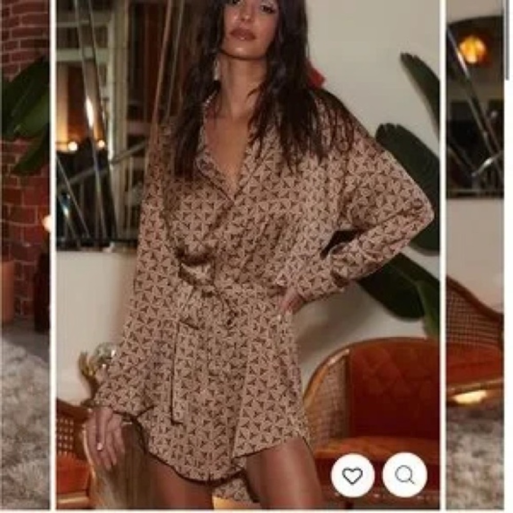 12th Tribe After Dark Brown Retro Satin Mini Dress size XS